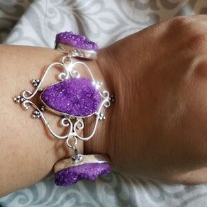 Handcrafted  Purple Druzy Agate bracelet